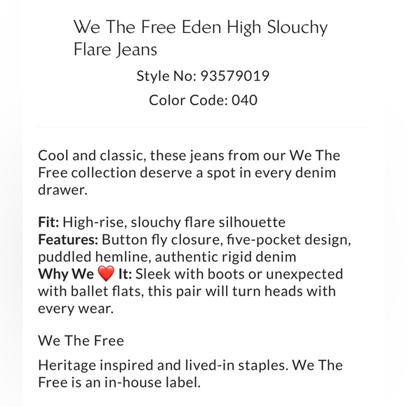 NWT FREE PEOPLE WE THE FREE Eden Slouchy Wide Leg Jeans 26 - Picture 16 of 16